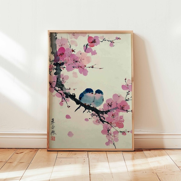 Poster kersenbloesem, kunst aan de muur Sakura, Japan poster, bloemenprint, decor Japanse boom, natuurkunst cadeau print