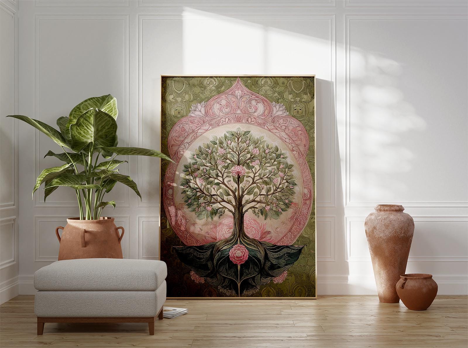Floral Tree of Life Poster, Botanical Boho Wall Art Print, Nature ...