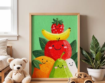 Funny Fruit Nursery Poster | Colorful Playroom Wall Art