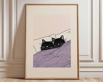 草間彌生の黒猫のファインアートプリント：日本のギャラリーウォール
