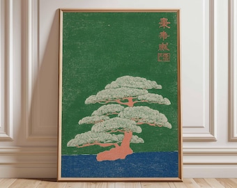 Japanese Bonsai Tree Art Print, Vintage Botanical Wall Decor