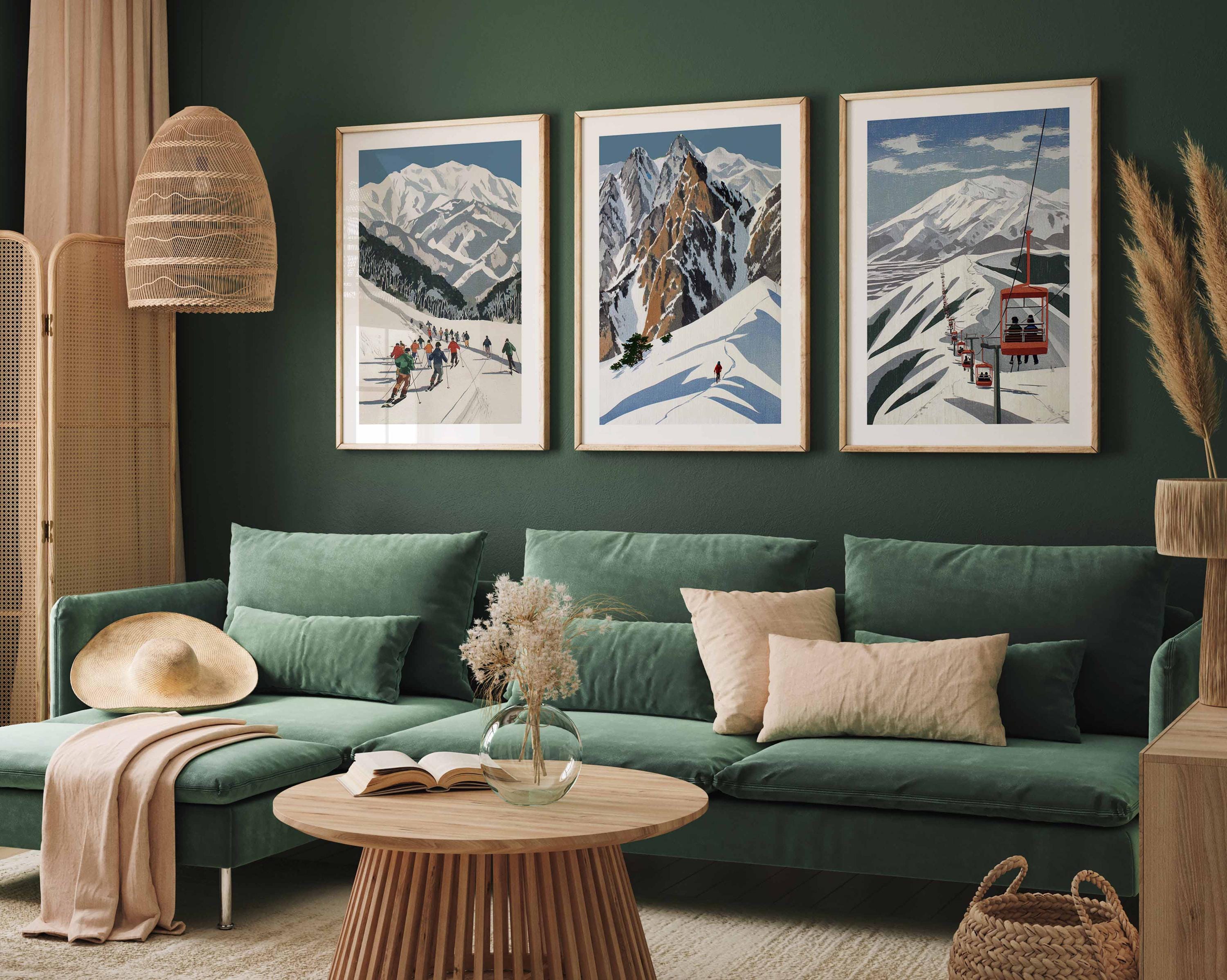 French Ski Resort Poster Set of 3 – Vintage Alpine Wall Art Prints ...