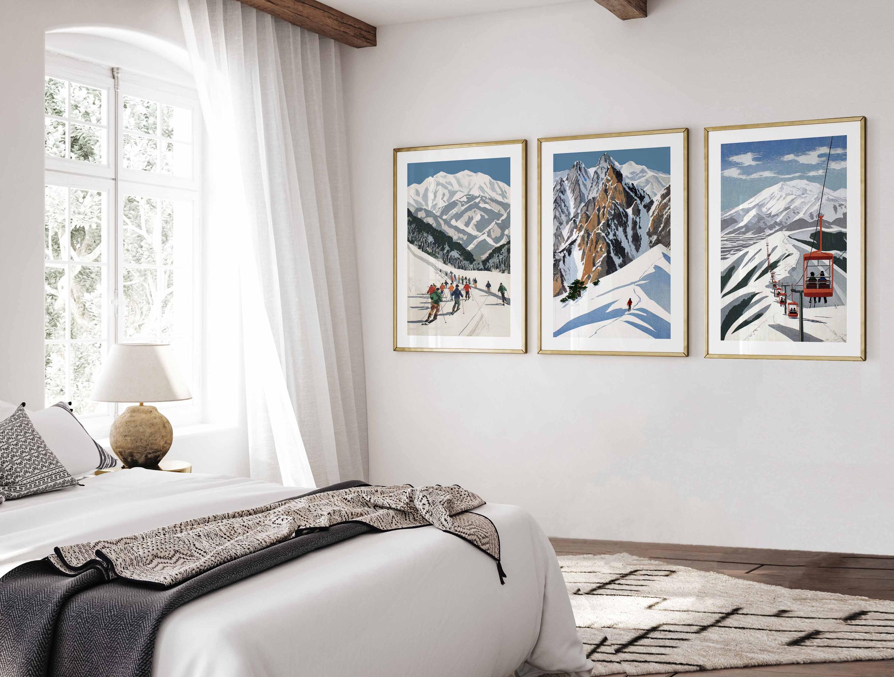 French Ski Resort Poster Set of 3 – Vintage Alpine Wall Art Prints ...