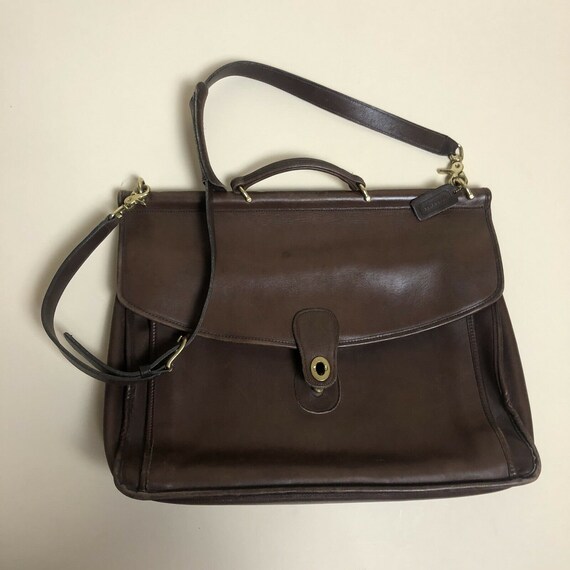Vintage Coach Brown Leather Briefcase Laptop Bag M