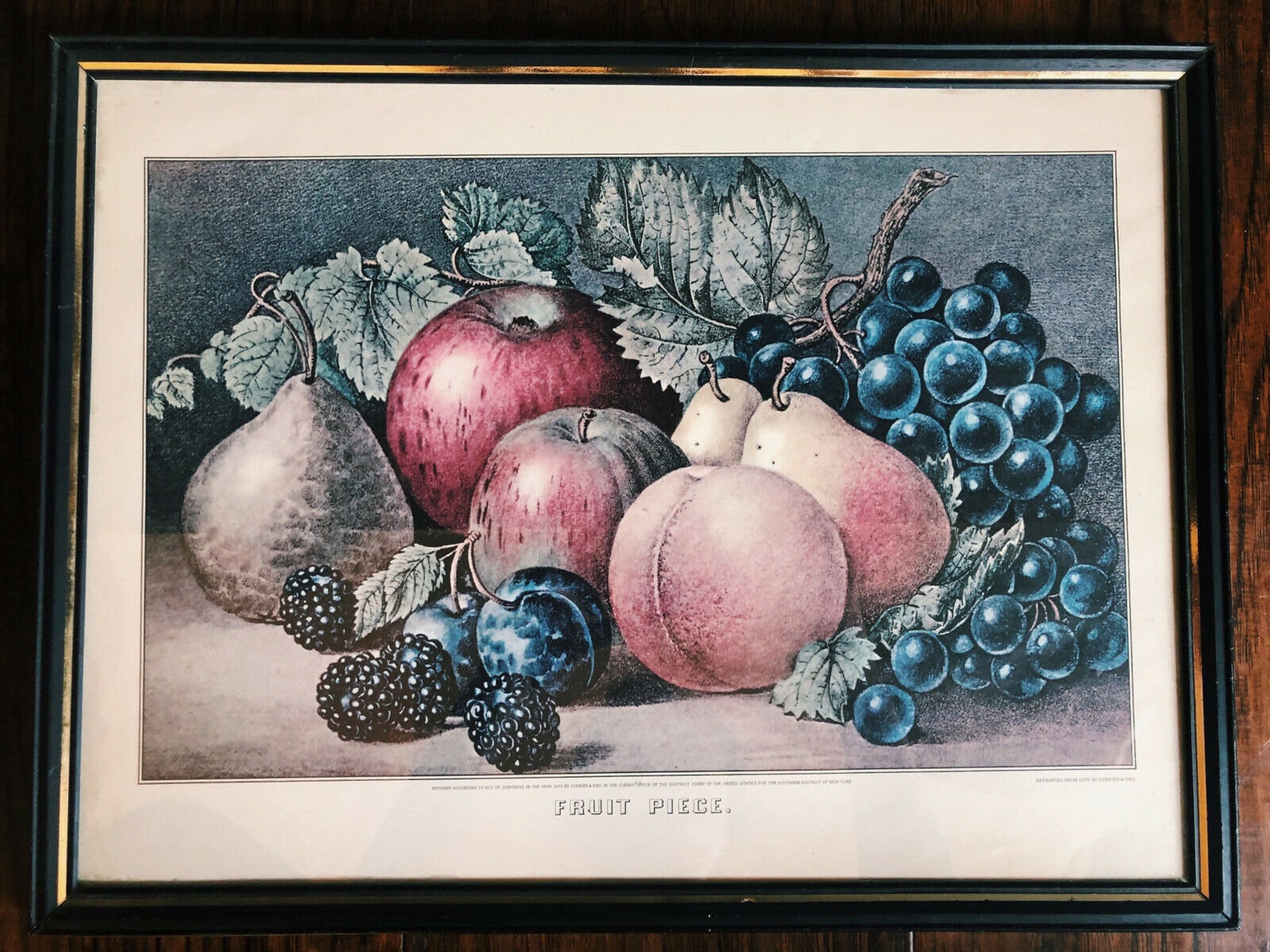 Currier & Ives Vintage Fruit Piece Framed Lithograph Etsy