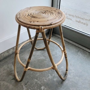 Handmade Rattan Plant Stand Pot Holder Bench Boho Decor Gift Wicker Side table bench | organic natural modern plant stand | teacher's gift