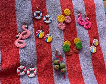 poolside mini summer drop polymer clay earrings | vacation edit | girls’ trip | summer holiday