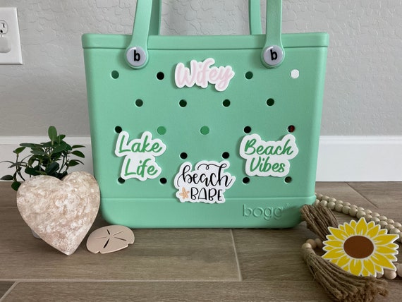 BOGEMS Bogg Bag Charms Beach Vibe Beach Babe Lake Life Wifey Charm Bogg Bag Accessories Beach Theme Bogg Bag Charms