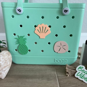 BOGEMS - Beach Collection Bogg Bag Charms - Beach Theme - Shell - Sand Dollar - Pineapple Charms - Bogg Bag Accessories