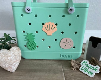 BOGEMS - Beach Collection Bogg Bag Charms - Beach Theme - Shell - Sand Dollar - Pineapple Charms - Bogg Bag Accessories