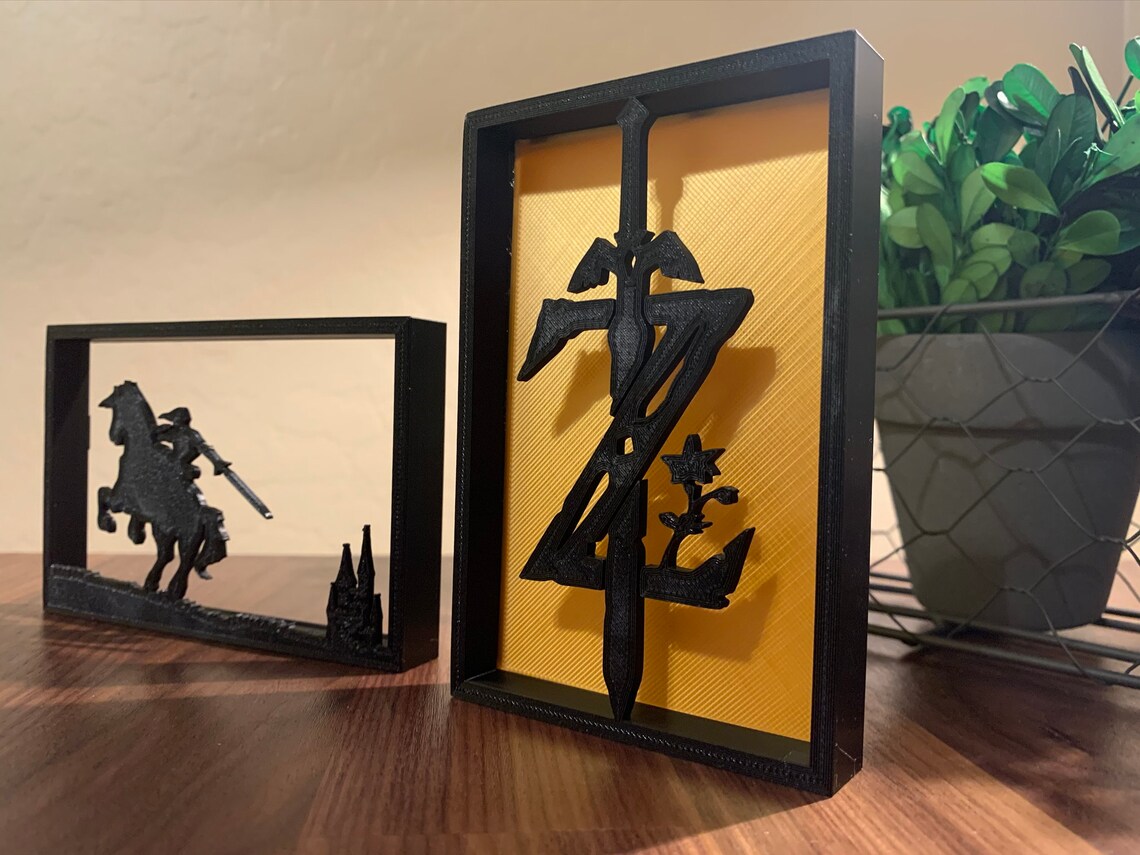 Zelda Shadow Box Video Games Zelda Link Great Sword Etsy