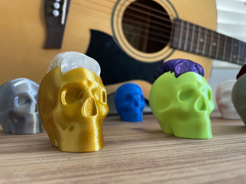 Skull Guitar Pick Holder Holds 7 Guitar Picks Musician Etsy