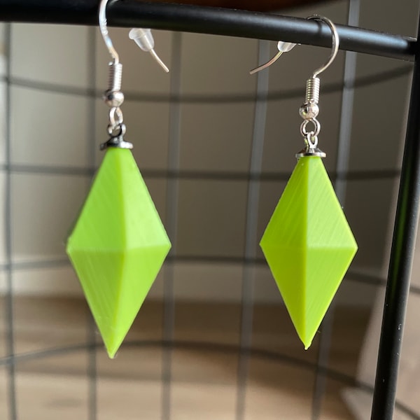 Cosplay Sims Plumbob Earrings - Expertly Crafted and Unique Accessories for Gamers - Sims Diamond Earrings