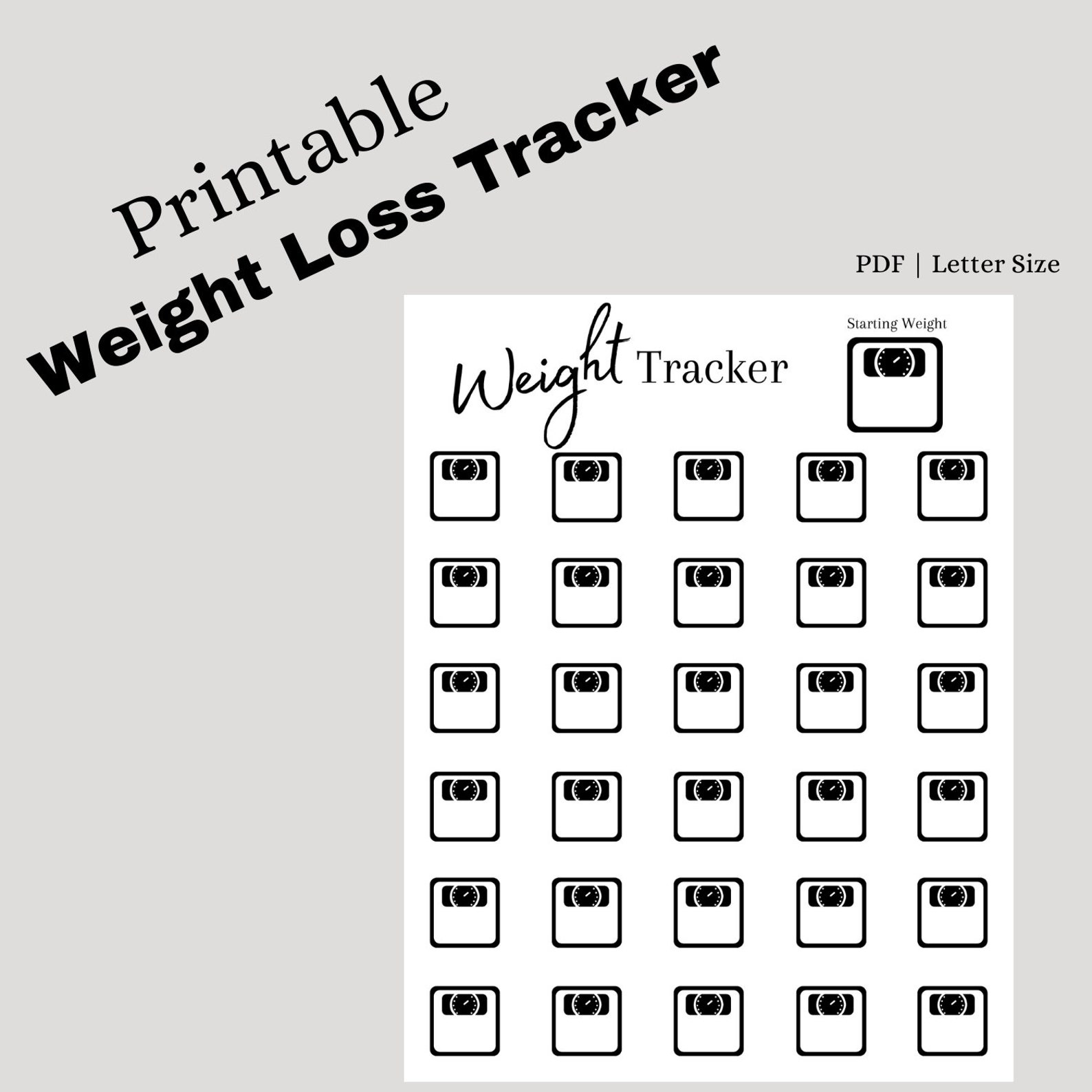 Printable Weight Tracker for Weight Loss or Weight Gain Etsy