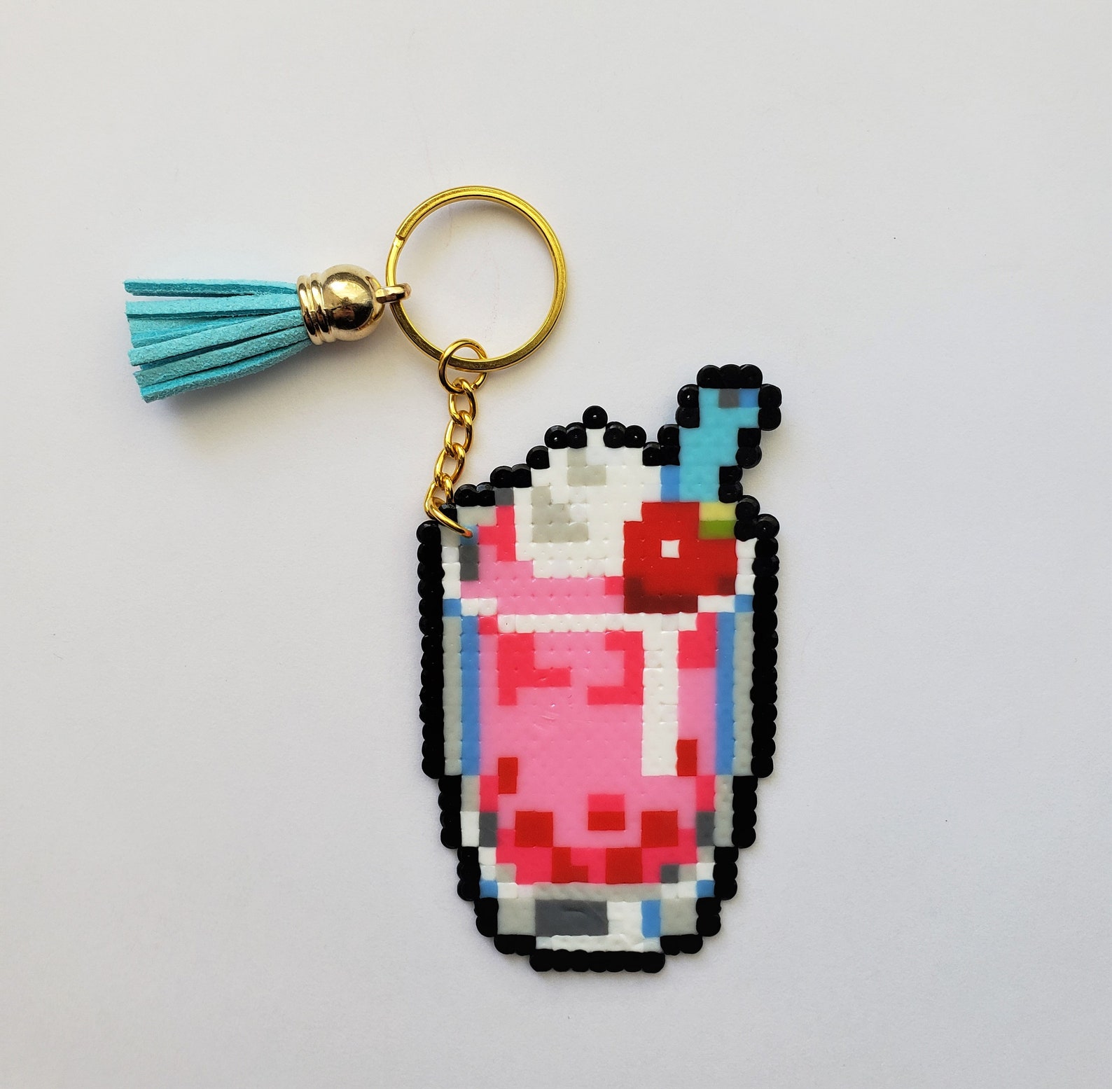 Boba drink Keychain Hama Bead Perler bead Pixel art Art Etsy