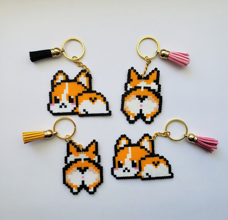 Corgi Butt Keychain Hama bead Perler bead Pixel art Art | Etsy