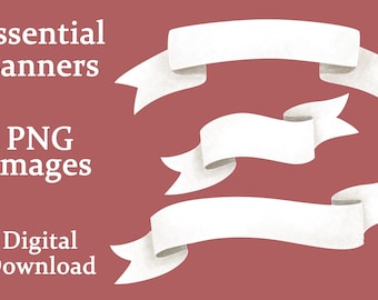 Banners de libro blanco simples PNG Digital Download