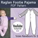 Raglan Footie Pajama PDF Pattern Size Newborn-5t - Etsy