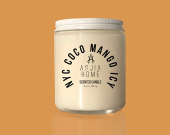 ASJIA Home | 100% Soy Wax Candle | NYC Coco Mango Icy | Scented Candle | Eco-Friendly | Biodegradable | Sustainable