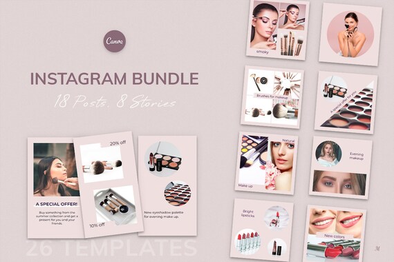Download Canva Instagram Bundle Templates Modern Social Media Pack 18 Etsy
