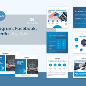 Finance Canva Templates for accountants, bookkeepers, bank, Insurance and other business, Social Media Pack, Instagram, Facebook, LinkedIn