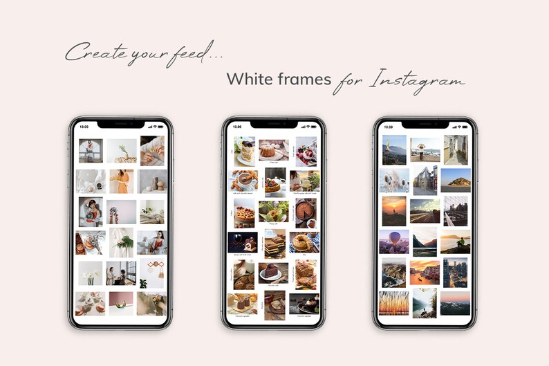 Elegant White Frame for Instagram Posts in Canva and Matched Images