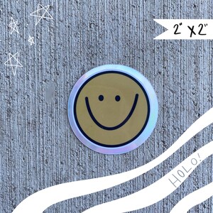 Smiley Face Sticker / HOLOGRAPHIC  / Laptop Sticker / Water Bottle Sticker / Vinyl Sticker / kindle sticker