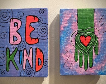 Be Kind - 2.5 x 3.5 Acrylic Painted Magnets - Set of 2