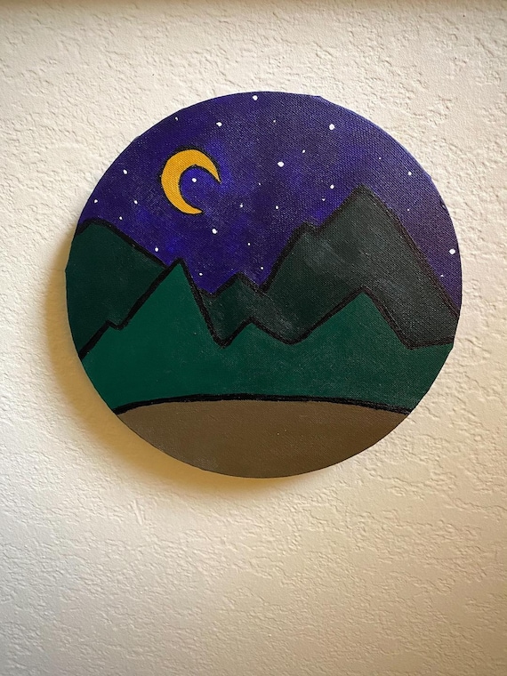 Night Sky 8 Circle Acrylic Painting Etsy