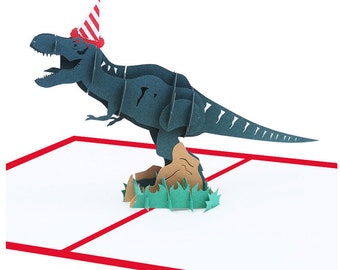 Birthday Card - Happy Birthday Card - Pop Up Card - Greeting Card -Cute Animal- Dinosaur Card-Card for a Birthday-Birthday