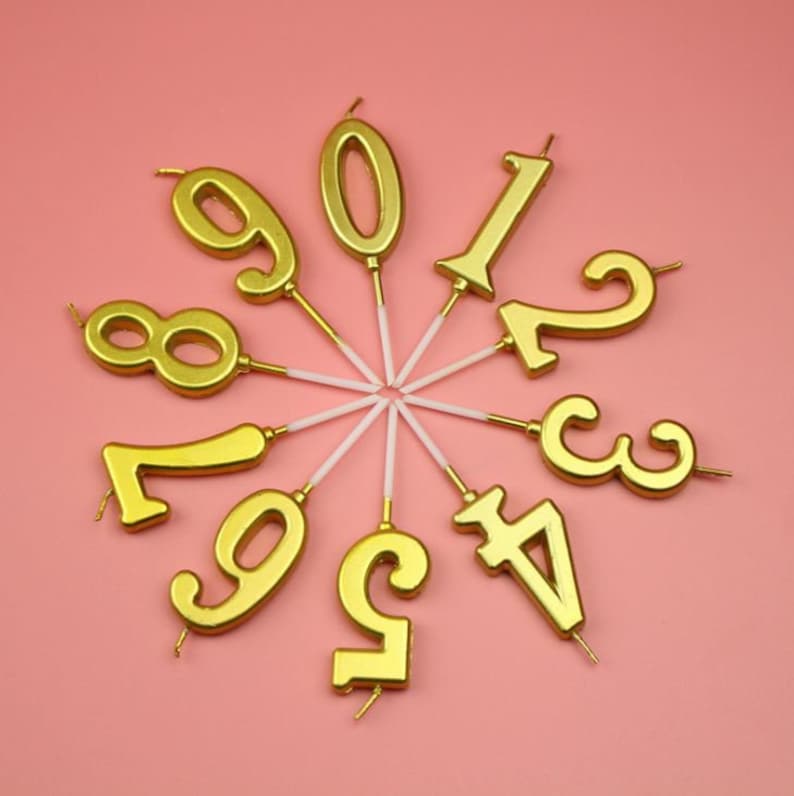 Gold Number Birthday Candles Etsy