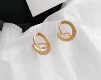 Open Circle Earrings, Minimalist Earrings, Gold Circle Earrings, Geometric Earrings, Open Circle Studs, Small Medium Large