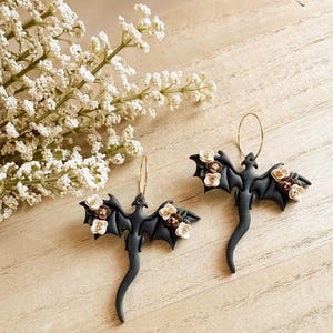 Floral Dragon Earrings | Polymer Clay Earrings | Handmade | Love & Lou xo | Fantasy Earrings | Romantasy | Bookish