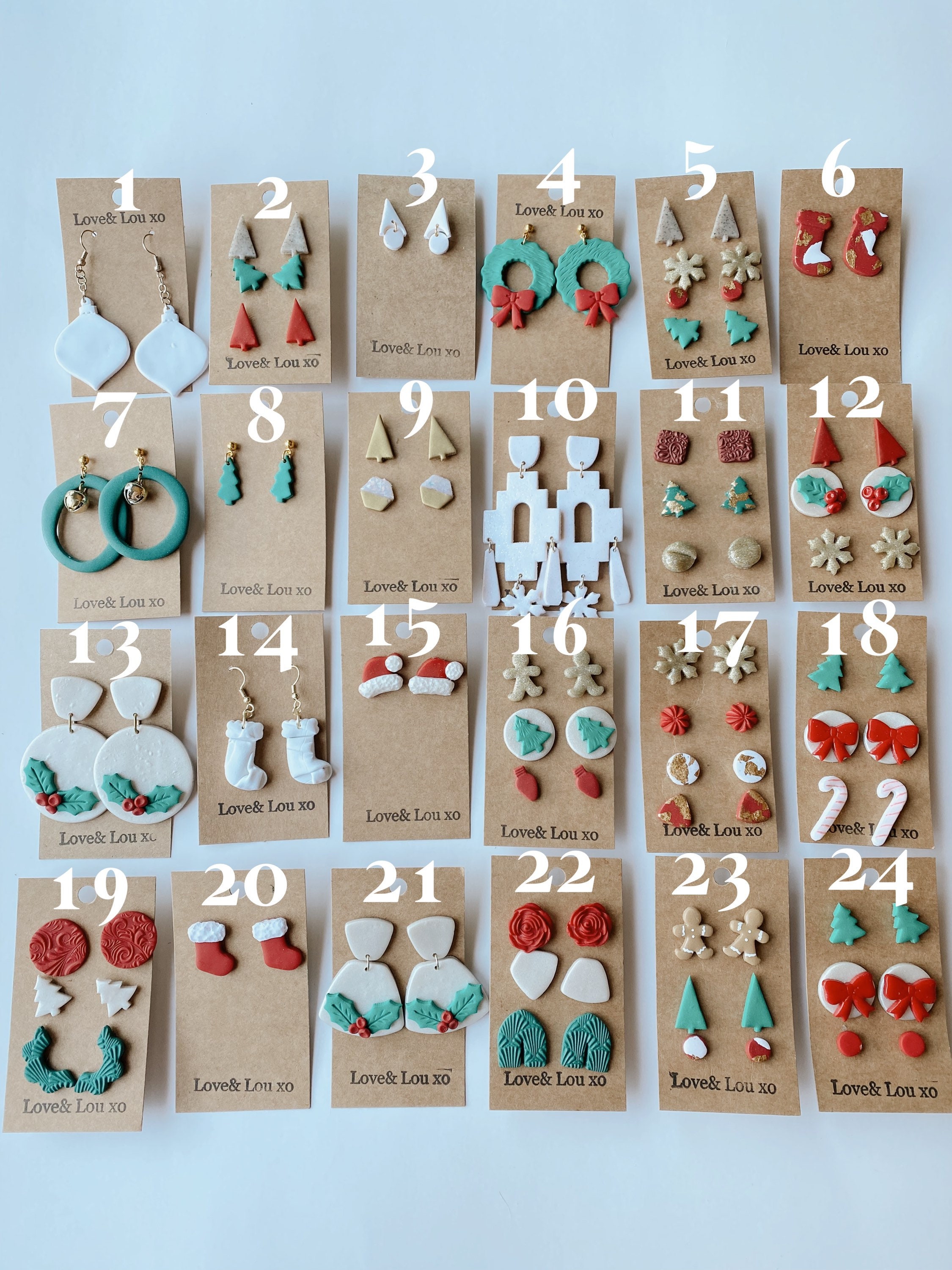 holiday themed sale | handmade polymer clay earrings | love& lou xo