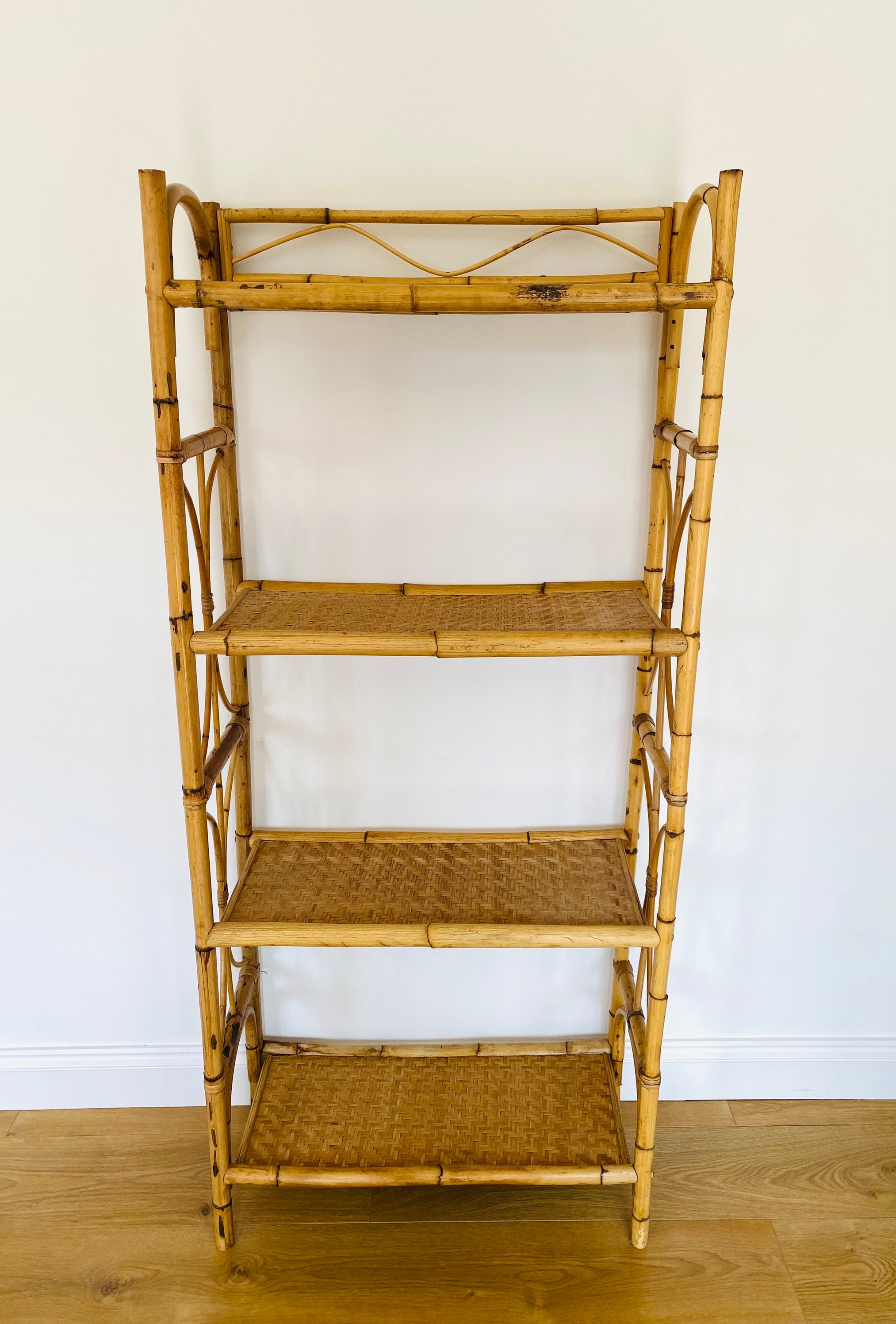 Mid Century Vintage Boho Bamboo Cane Bookcase / Shelving Unit Etsy