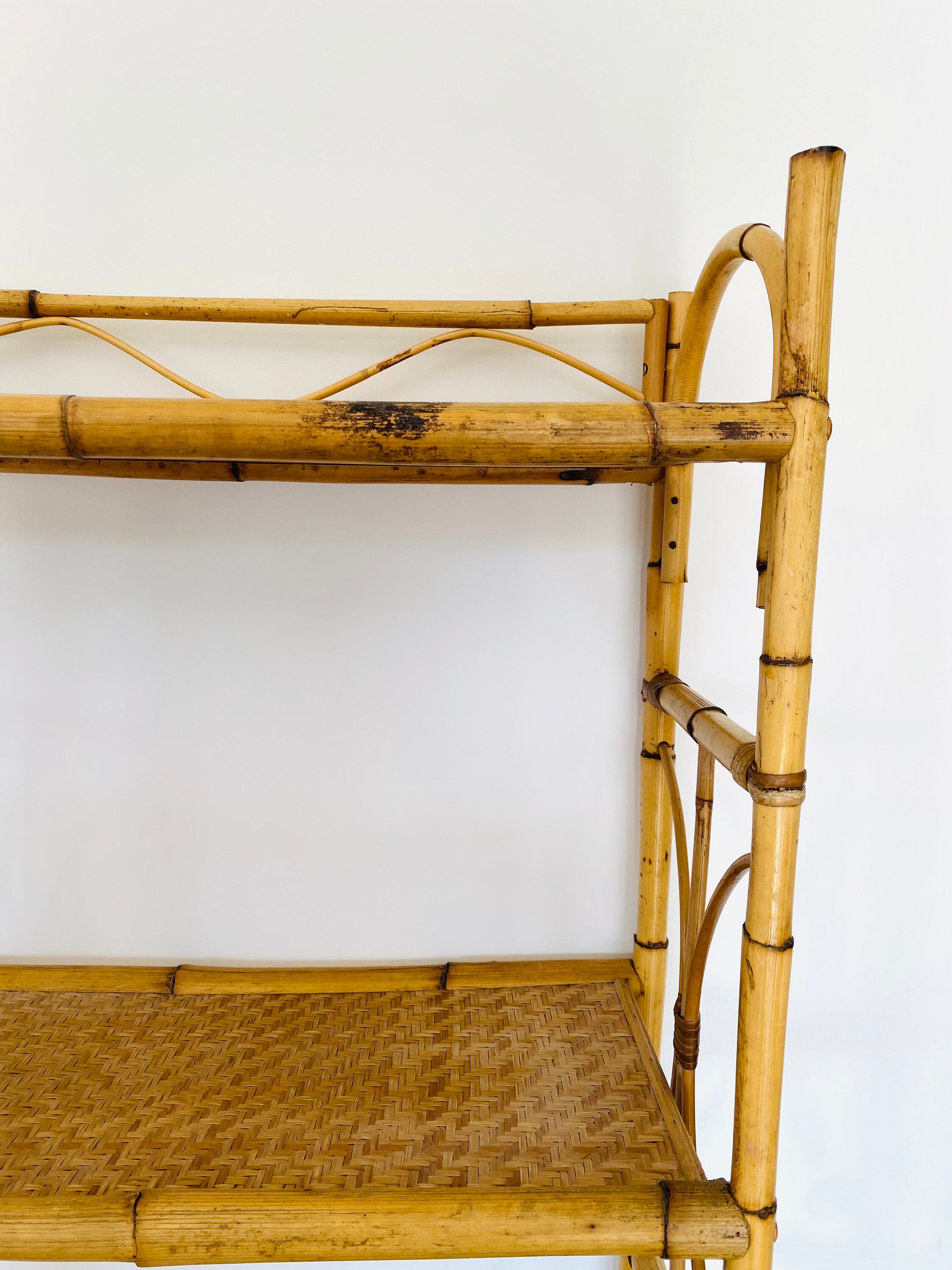 Mid Century Vintage Boho Bamboo Cane Bookcase / Shelving Unit Etsy