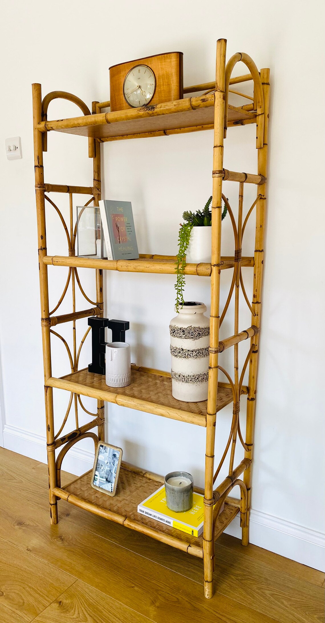 Mid Century Vintage Boho Bamboo Cane Bookcase / Shelving Unit Etsy