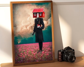 Surreal Collage Art Print -STAY HOME-