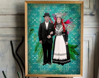 Collage Art Print -JUST MARRIED-