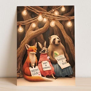 Carte postale d'autonomisation animaux de la forêt avec citations édifiantes cadeau doux