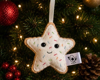 Christmas sugar cookie decoration, felt festive tree hanging, Xmas home decor