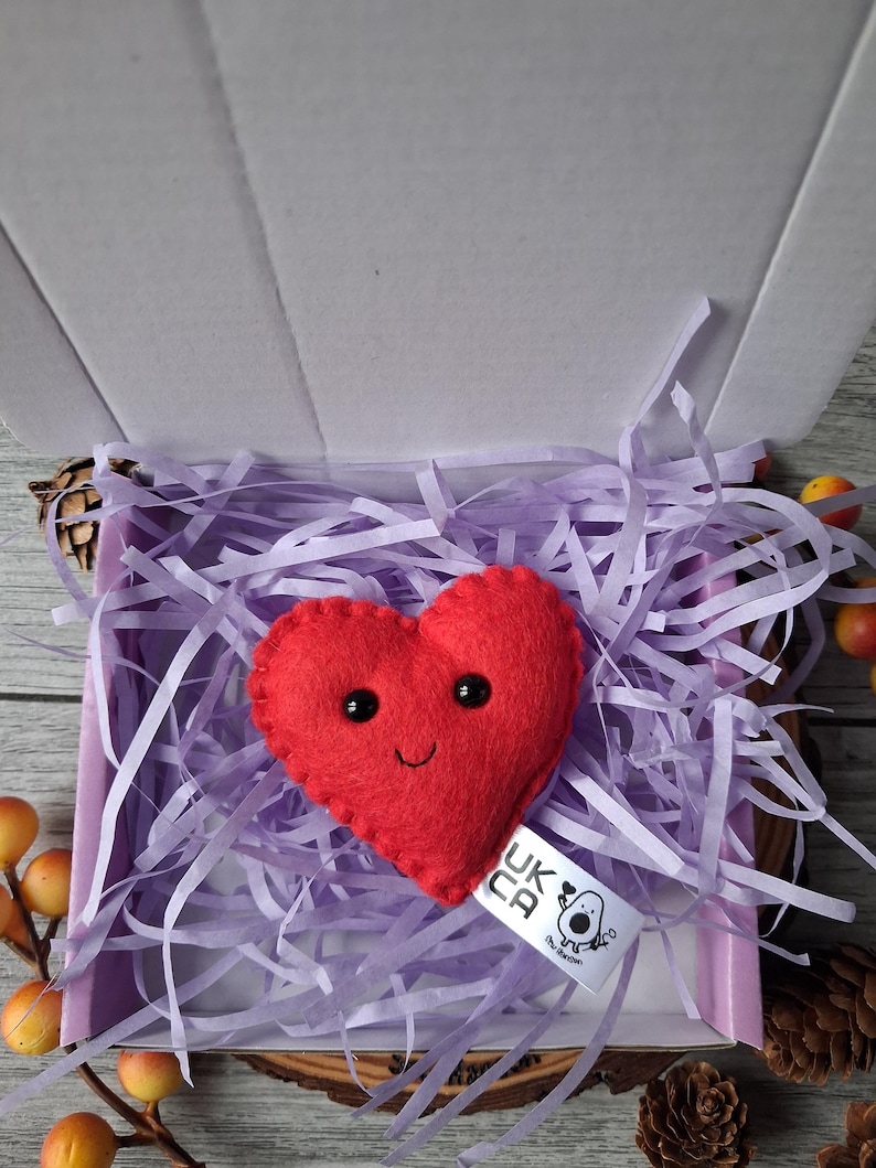 Smiling heart pocket hug, felt hand sewn keyring, personalised letterbox gift image 4