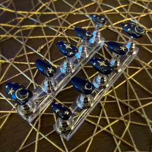 Navy & Gold New Year's Round Press On Nails