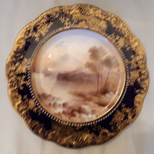 Vintage Aynsley Cobalt Blue Hand Painted Plate Signed F. Mickelwright