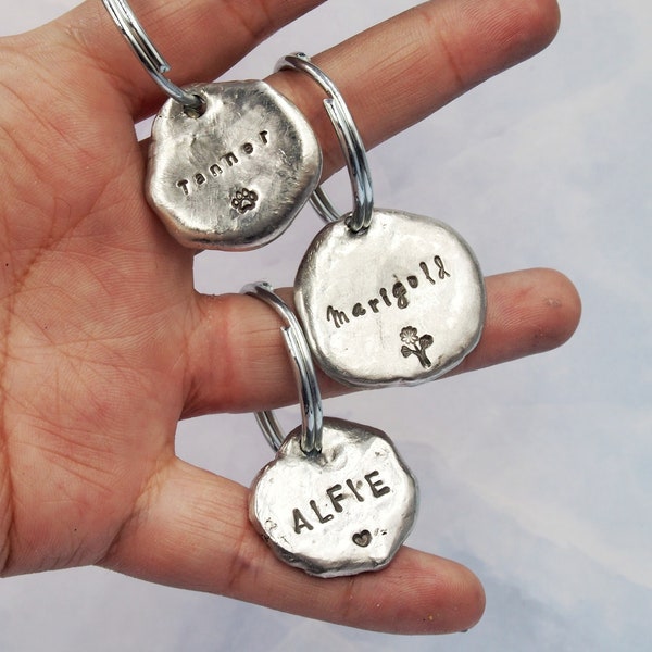 Medium Pewter Tag | Organic Unique Special Rust-Proof ID Tag | Silver-Tone, Heavy, Artistic - For Special Events or Gentle Usage
