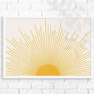 Sun Wall Art Sun Print Mid Century Modern Horizontal Sun Print Boho Abstract Sunshine Print Nursery Print Orange Sunrise Print Sunset Wall