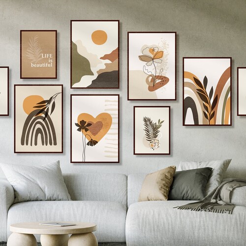 Boho Wall Art Set Printable Boho Art Set of 10 Prints Mid Etsy