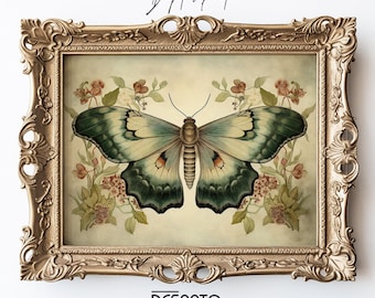 Imprimé papillon vert sauge, décoration murale papillon de nuit vintage (téléchargement numérique)
