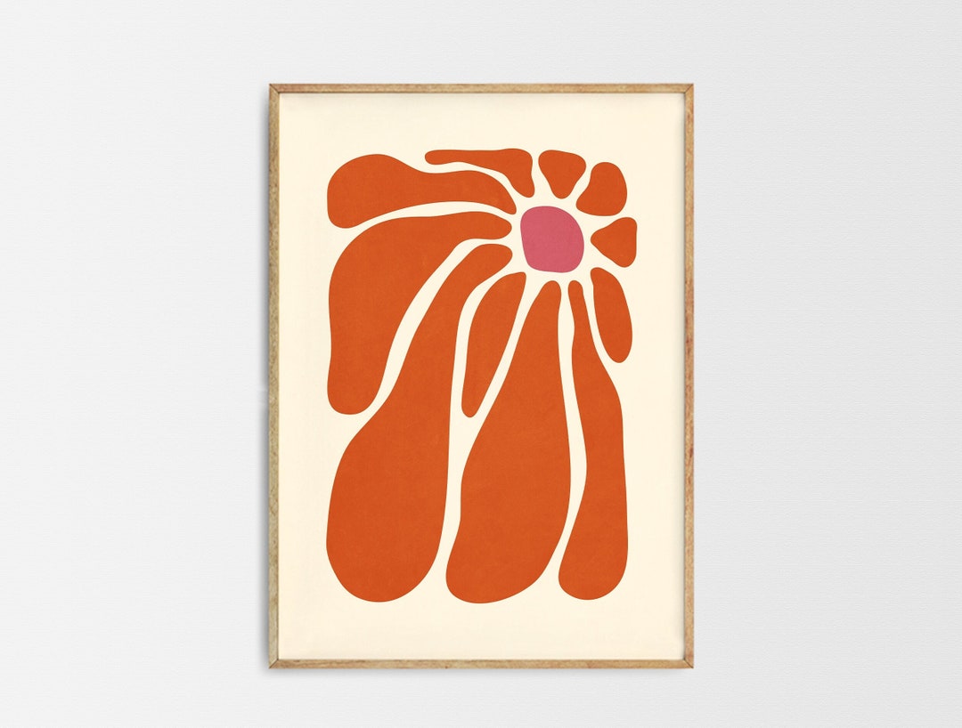 Flower Sun Orange Print Pink Flower Market Print Boho - Etsy