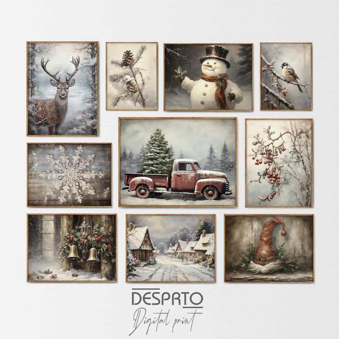 Christmas Winter Set of 10 Prints Rustic Snowy Gallery Wall - Etsy